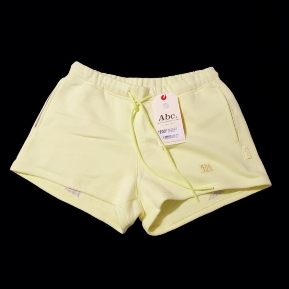 NWT ADVISORY BOARD CRYSTALS Abc 123 WOMEN SWEATSHORTS Sulphur yellow